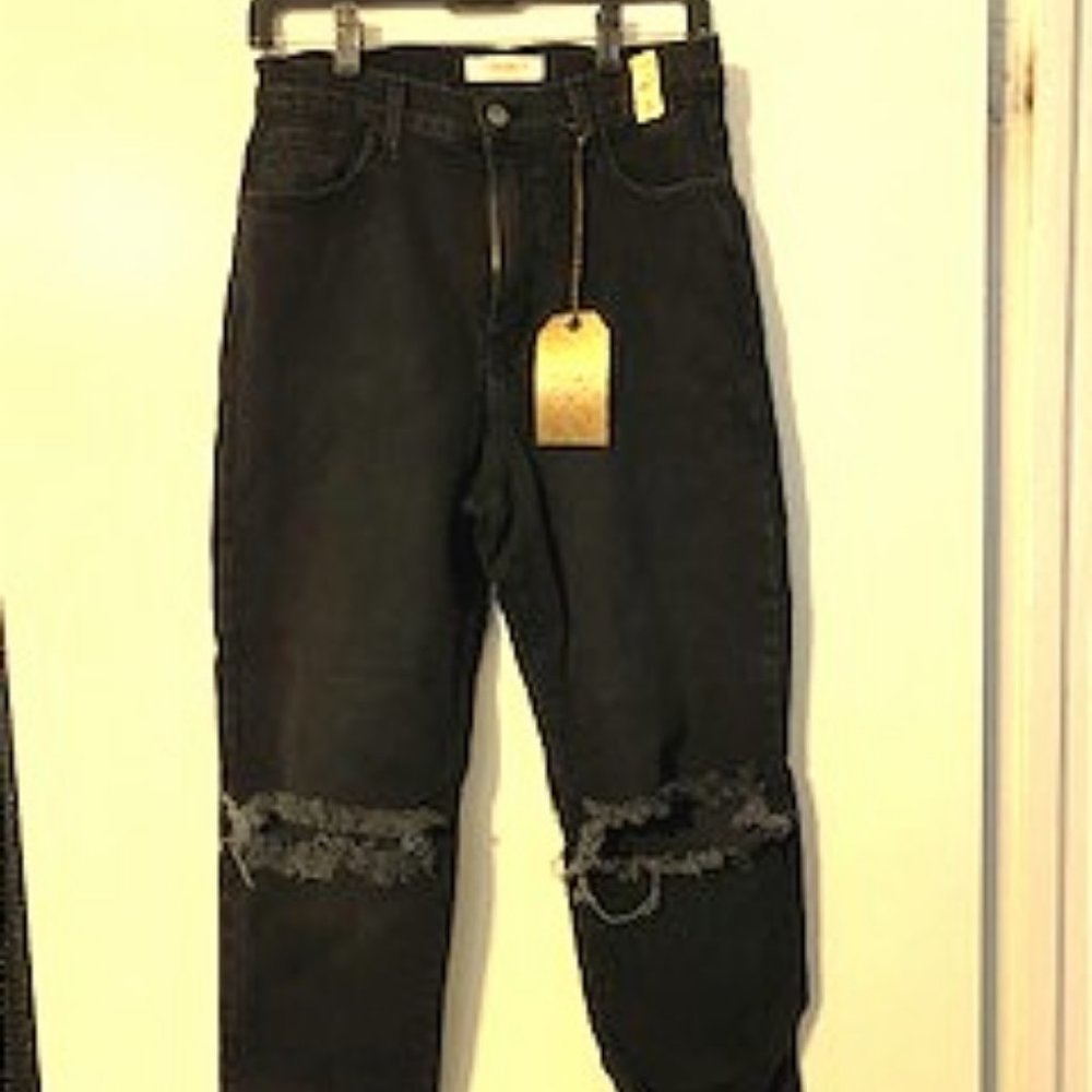 Black Distressed Mom Jeans